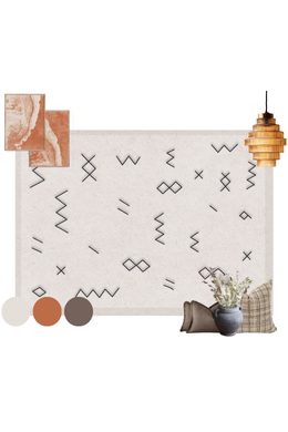 Handcrafted/Handmade Luxury Mysterious Markings Rug - Tribal Rug Collection - Digital Rug Moodboard - Living Well Interiors Durban South Africa